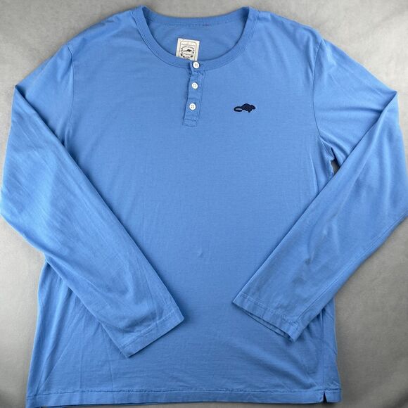 Marc Jacobs Shirt Mens M Blue Long Sleeve Henley Button Up Soft Cotton Rat Logo - Picture 1 of 8
